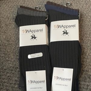 New 10 W Apparel Designed In Italy Jacquard Socks 6 Pair Fits Shoe Sz 6/12